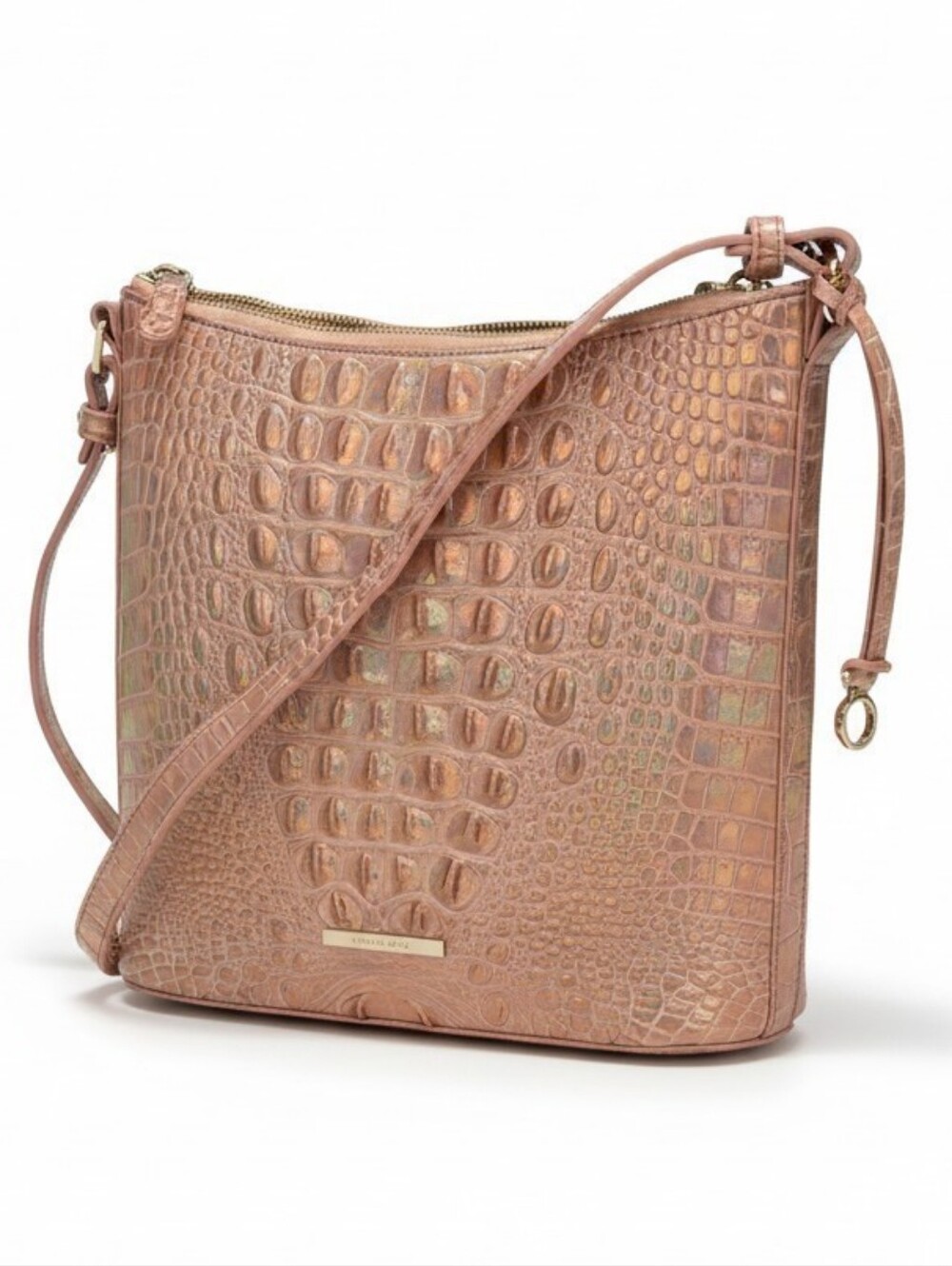 ✨️▪️Brahmin▪️ Iridescent Rose Gold Melbourne Katie Croc Leather Crossbody Bag